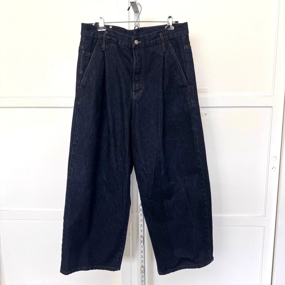Dries Van Noten Pleated Jeans Dark Wash Wide Leg Sz 32